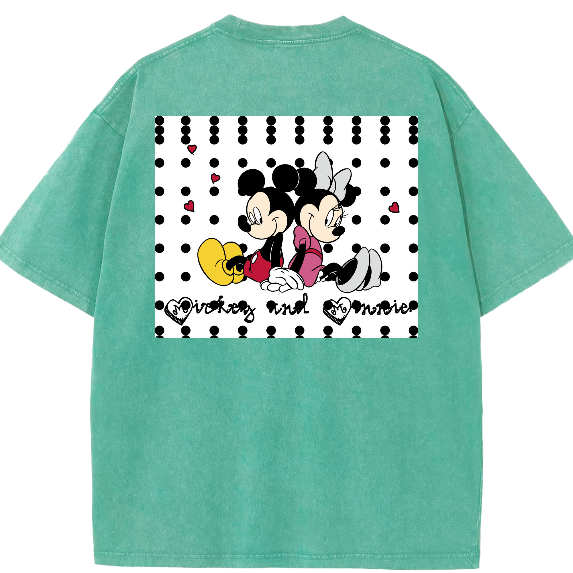 （画像用） ミッキーマウス Mickey Mouse 綿100% ヴィンテージ風 半袖Tシャツ（背面プリント）